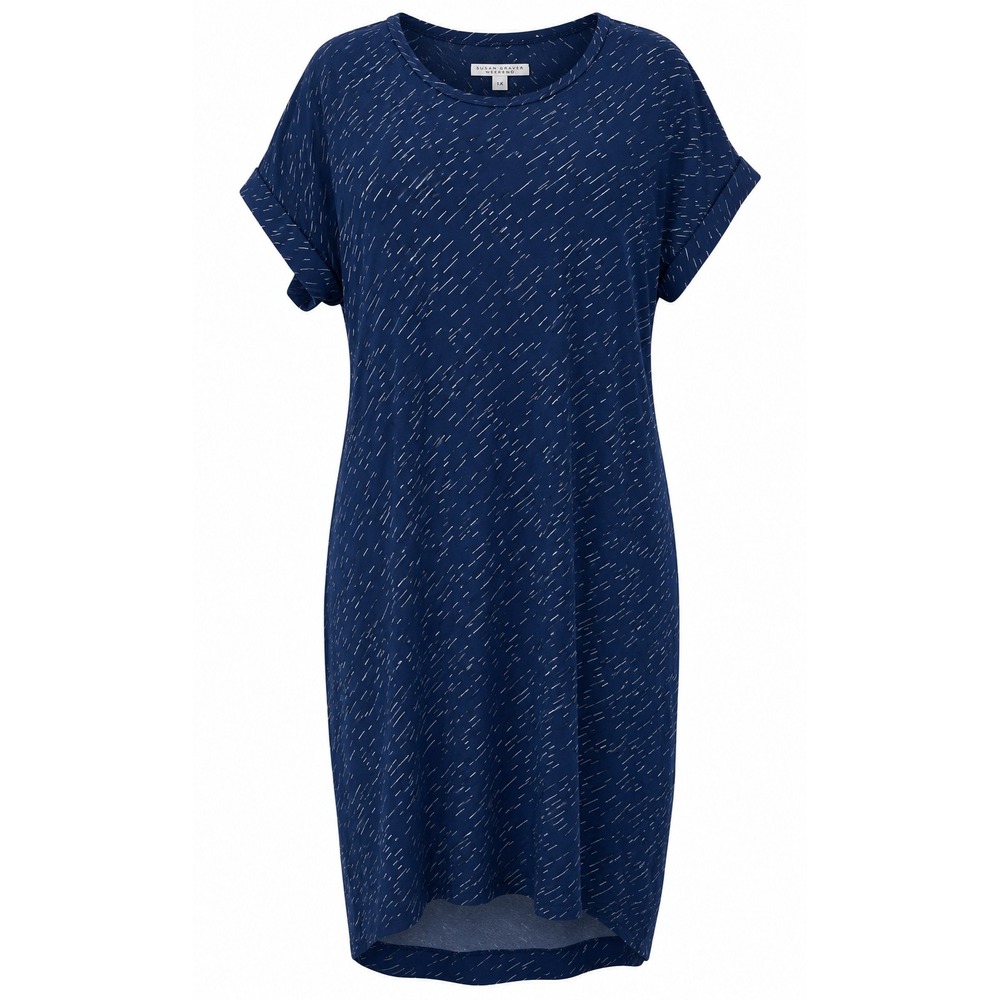Loyal Hana Blue T Shirt Dress Womens Short Sleeve Swing Casual Shift Dress